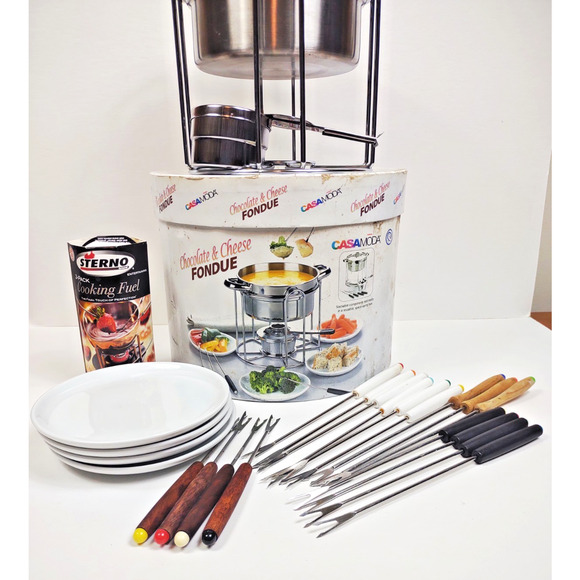 Casa Moda Buffet Fondue Set Chocolate and Cheese Stainless Steel 24Pc + Extras - Picture 7 of 9